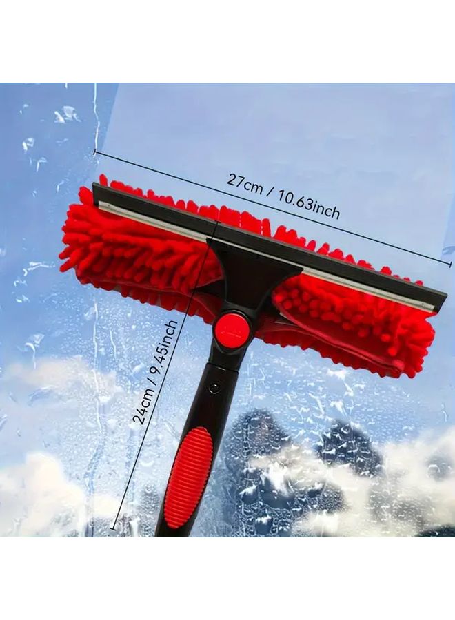 Red 445cm 14 6ft Extendable Squeegee Set 2 In 1 Window Cleaning Tool With Stainless Steel Poles - Image 1